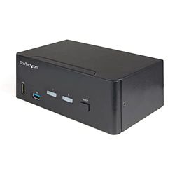 StarTech.com Switch Conmutador KVM de 2 Puertos HDMI 2.0 4K para 2 Monitores - Vídeo de 4K y 60Hz Ultra HD HDR - Hub Ladrón USB 3.0 de 2 Puertos y 4 Puertos USB 2.0 Audio HotKey - TAA (SV231DHU34K6)