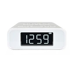Silva Schneider UR 4200 BT - Radio FM PLL compacta con batería, Bluetooth, Alarma Dual, luz Nocturna, Carga USB, Pantalla LED, 30 emisoras, Color Blanco