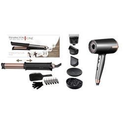 Pacchetto: Remington Piastra Capelli e Arricciacapelli, Multistyler 2 in 1] ONE S6078 + Phon Asciugacapelli, Flusso d'aria 120 km/h ONE D6078