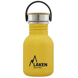 Laken Basic Borraccia in Acciaio Inossidabile, Bottiglia d'acqua con Tappo a Vite in Acciaio e Bamboo, Bocca Larga, 350ml, Giallo