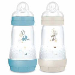 mam | Easy Start butelka antykolkowa 2+ miesiące średni przepływ (2 x 260 ml) ocean + piasek - butelka dla niemowląt zmniejszająca kolkę i dyskomfort - Butelka dla niemowląt kompatybilna z karmieniem