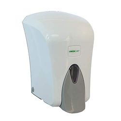 Medichief MDM1000W Wall Mounted 1 Litre Soap Dispenser | Manual Hand Operated 'Push Button' White Soap Dispenser | Liquid Soap Dispenser