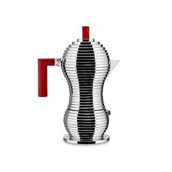 Alessi | Pulcina MDL02/6RFM - Cafetiére Espresso pour Induction de Design en Fonte d'Aluminiumn et PA, 6 Tasses, Rouge