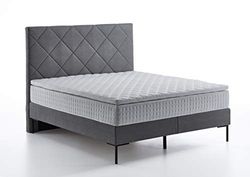 Atlantic Home Collection FRAUKE Cama con Base de muelles, 160 x 200 cm, Incluye sobrecolchón (Grado de firmeza H2), Gris