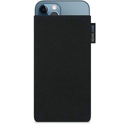 Adore June Klassisk svart väska kompatibel med iPhone 13 Pro Max/iPhone 12 Pro Max mobilväska av resistent Cordura-tyg med displayrengöringseffekt, tillverkad i Europa
