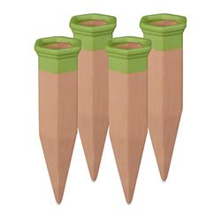 Relaxdays Set Irrigazione a Goccia, Set da 4 Coni per Piante, Innaffiatoio per Bottiglie da 1,5 Litri in Pet, Terracotta