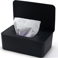 Pudełko na wilgotne chusteczki dla niemowląt, czarne pudełko do przechowywania wilgotnego papieru toaletowego, wilgotne pudełko na chusteczki z pokrywką, do domu i biura