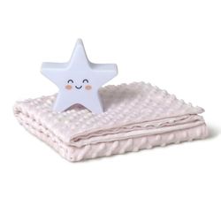 Coffret bébé : couverture à bulles rose clair, et veilleuse