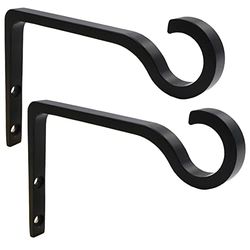 QIEGL Lot de 2 crochets de suspension en métal de 15,2 cm pour plantes suspendues, mangeoire à oiseaux, panier à fleurs, décoration d'intérieur et d'extérieur (noir)