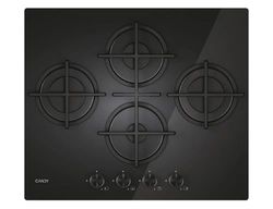 Candy Moderna placa de cocción a gas con 4 fuegos, cristal templado, rejillas lavables en lavavajillas, altura x anchura x profundidad: 0,8 x 59,5 x 51 cm, color negro – CVG6DTB