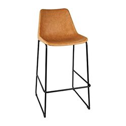 Bolero Rodeo High Stools with Back Support Camel - Leather-Effect Seat Bar, Kitchen, Breakfast Stool FB885