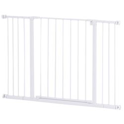 PawHut Dog Gate Pet Safety Gate Stair Barrier Pressure Fit Adjustable 76-82/86-97/101-107 cm, White