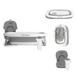 Twistshake Kit de Baño para Bebé - Set de 3 | Bañera Plegable + Cojín + Jarra de Baño| Ligero - Portátil - Fácil de Limpiar | Diseño Ergonómico | Sin BPA/BPS