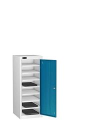 Single Door 8 Shelf MEDIA Storage LOW Locker, Blue, Keypad Lock