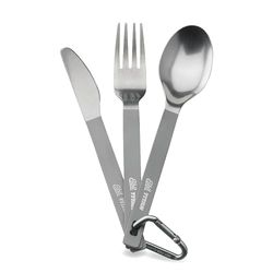 Esbit Set di Posate al Titanio, Titanio ultraleggero, Coltello, Forchetta, Cucchiaio, Moschettone, Trekking (TC3TI)
