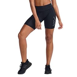 2XU Aero Short de Compression mi-Haut 15,2 cm, Noir/argenté réfléchissant, Taille XL