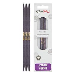 KnitPro J'Adore Cubics Ferri da Maglia a Doppia Punta Set da 5 - Spilli in Legno per Calzini Cappelli Guanti Corti per Maglia Rotondi - 20 cm x 4,00 mm