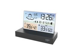 CGV | Station météo à écran plat METEOFLEX numérique sans fil avec capteur extérieur, hygromètre & thermomètre, phases de la lune et alerte neige, mise à jour automatique date et heure.