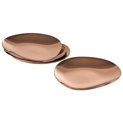 APS PEBBLES 40794 - Set di 4 piatti in acciaio INOX rivestito in PVD, 9 x 9 cm, altezza 1 cm, effetto rame