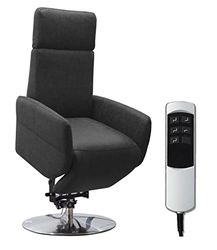 CAVADORE Cobra Sillón de TV, Microfibra con Aspecto de Piel, Gris Oscuro, Ergonomie L