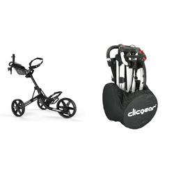 Clicgear Unisexe 4.0 - Chariot 4 0 ARGENTÉ, ARGENTÉ, Taille Unique pour Le Royaume-Uni + Porte-gobelet Golf Trolley XL, Noir
