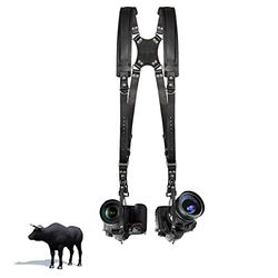 Kasla Shoulder Leather Camera Harness, Camera Straps for Photographers,Camera Harness Dual Camera Strap (Black), 26''
