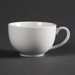 Olympia Tasse élégante Whiteware 230 ml/8 oz (lot de 12), Blanc, Compatible avec la soucoupe CD737, Porcelaine vitrifiée, Tasses à thé et à café, Passe au four et micro ondes, Certifié BS4034, CD735