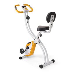 Ultrasport F-Bike 200B, cykeltränare, fitnesscykel hopfällbar motionscykel, med ryggstöd, LCD-träningsdator, maximal användarvikt 110 kg, pulsmätning, 8 motståndsnivåer, Orange/vit