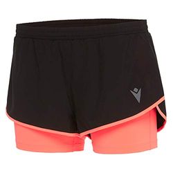 Macron Run Kona Sca Tricia Micro Short 2.5 Stretch Blk/NCOR Wmn, Pantaloncini Donna, Noir/Jaune Fluo, XL