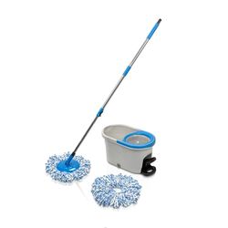 Addis Set di mocio e secchio in microfibra a doppia azione con testa di ricambio, mocio a doppia azione turbo per la pulizia dei pavimenti, set mocio, secchio e testa di ricambio aggiuntiva, grigio
