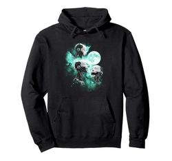 Three Robot howling at the moon tie dye green Pullover Hoodie