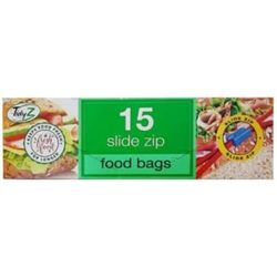 Tidyz Slide Zip Food Bags Pack of 15 Food Prep Accessories & Storage, Clear