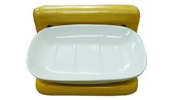 MSV 140423 Porte Savon Pin Bois Naturel 15 x 10,5 x 9 cm