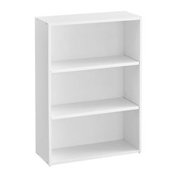 VASAGLE Bibliothèque, Étagère à Livres à 3 Niveaux, Meuble de Rangement, Étagère d’Exposition avec Compartiments Ouverts, Étagères de Rangement Réglables, pour Salon, Bureau, Blanc Nuage LBC163T14