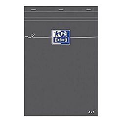 OXFORD Pack of 5 Note Pads Orange A5, Small Squares, 5 mm, 80 Sheets, stapled, Cover Sheet Coated Grey
