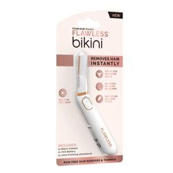 Finishing Touch Flawless Rasoio per bikini e rimozione dei peli, rasoio per bikini e peli pubici da donna, per uso a secco, rasoio intimo, depilazione indolore della linea bikini con luce LED, per