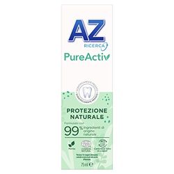 AZ Ricerca Dentifricio PureActi, Ingredienti di Origine Naturale, Protegge dalle carie per 24 ore, Dona Freschezza, Con Cartone e Tubetto Riciclabili, Menta, 1 Confezione X 75ml