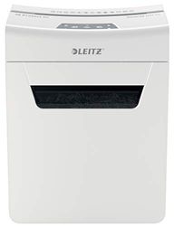 Leitz IQ 80910000 8X Premium - Destructeur de Documents Coupe Croisée Sécurité P4, Capacité 9-8 Feuilles (70-80 grs), Corbeille 14 litres, Blanc