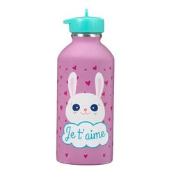 DRAEGER PARIS 1886 - Botella Infantil de Acero Inoxidable con Mensajes Personalizados - Diseño de Animales Adorables - 300ml - Fácil de Usar y Limpiar - Ideal para Escuela y Actividades - Je t'aime