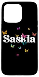 SASKIA - Adorable girl name with colorful Butterlies Case for iPhone 15 Pro Max