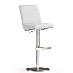 Robas Lund Bar cadeira di. AZ, 360 graus, 100% poliuretano, estrutura de aço inoxidável escovada, cor branca, 50 x 42 x 112 cm