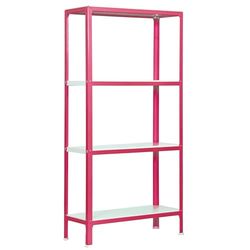 Simon Rack Livraria estante salão, 1600 x 800 x 400 mm, 4 alturas, estilo industrial, metal, rosa/branco - Simon Home