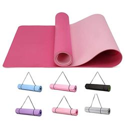 Good Nite Gymnastiekmat, yogamat, fitnessmat, antislip, trainingsmat, sport, turn, pilates, mat, vloerturnmat met draagriem, 183 x 61 x 0,6 cm (roze/pruim)