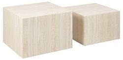 AC Design Furniture Dicte - Set di 2 tavolini quadrati, effetto travertino, elegante tavolino per soggiorno, 58 x 40 x 58 x 50 x 33 x 50 cm, colore: Beige