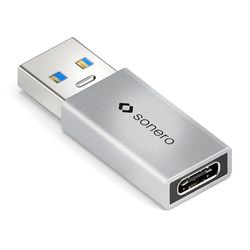 sonero USB C till USB A-adapter, snabb laddning 3A 15 W, 3,2 Gen1 10 Gbps dataöverföring, OTG, kompatibel med iPhone, Samsung Galaxy, Watch, Google Pixel UVM., silver