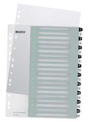 Leitz register för A4, 6-pack, PC-skrivbart försättsblad och 20 skiljeblad, flikar med nummertryck 1-20, överbredd, vit/svart, polypropen, WOW, 1217000