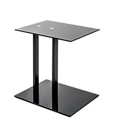 HAKU Möbel Mesa auxiliar negro, Metal, cristal de seguridad 8 mm - Dim.: AN 45 cm x AL 50 cm x P 35 cm, Estilo: Moderno