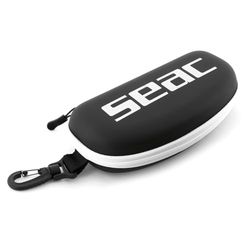 SEAC Goggle Case, Custodia Semi-Rigida Porta Occhialini da Nuoto Semirigida, con Moschettone di Aggancio, Nero/Bianco