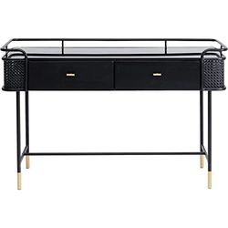 Kare Design console Fence, nero, 2 cassetti, metallo, console per soggiorno/corridoio/stanza da letto, stile vimini viennese/eleganza moderna, 80x120x40cm (A/L/P)