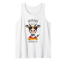 Manawa WI USA - Mucca divertente cartone animato design Canotta